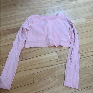 lululemon athletica Light Pink Ribbed Long-Sleeve Crop Top